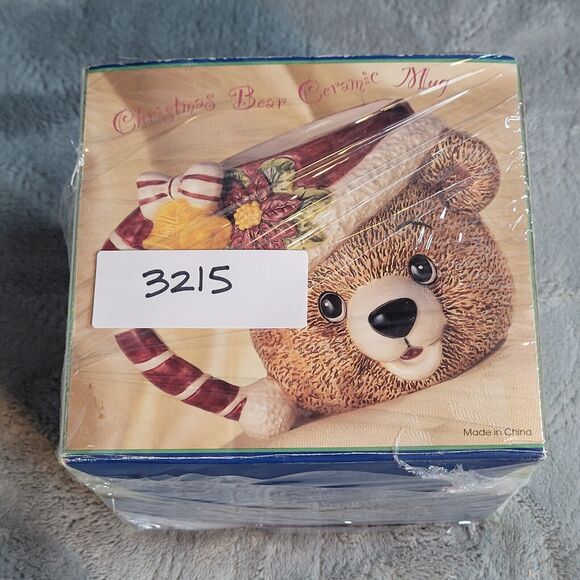 Vintage 1996 Teddy Bear Christmas Holiday Mug 20 oz Cup Nuts~Candy~Planter w/Box - Picture 10 of 11